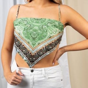 Satin Bandana Top - Meet Me in Greece - Cloud Ten - bow back - adjustable straps